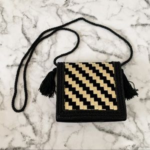 Gold and black velvet side bag